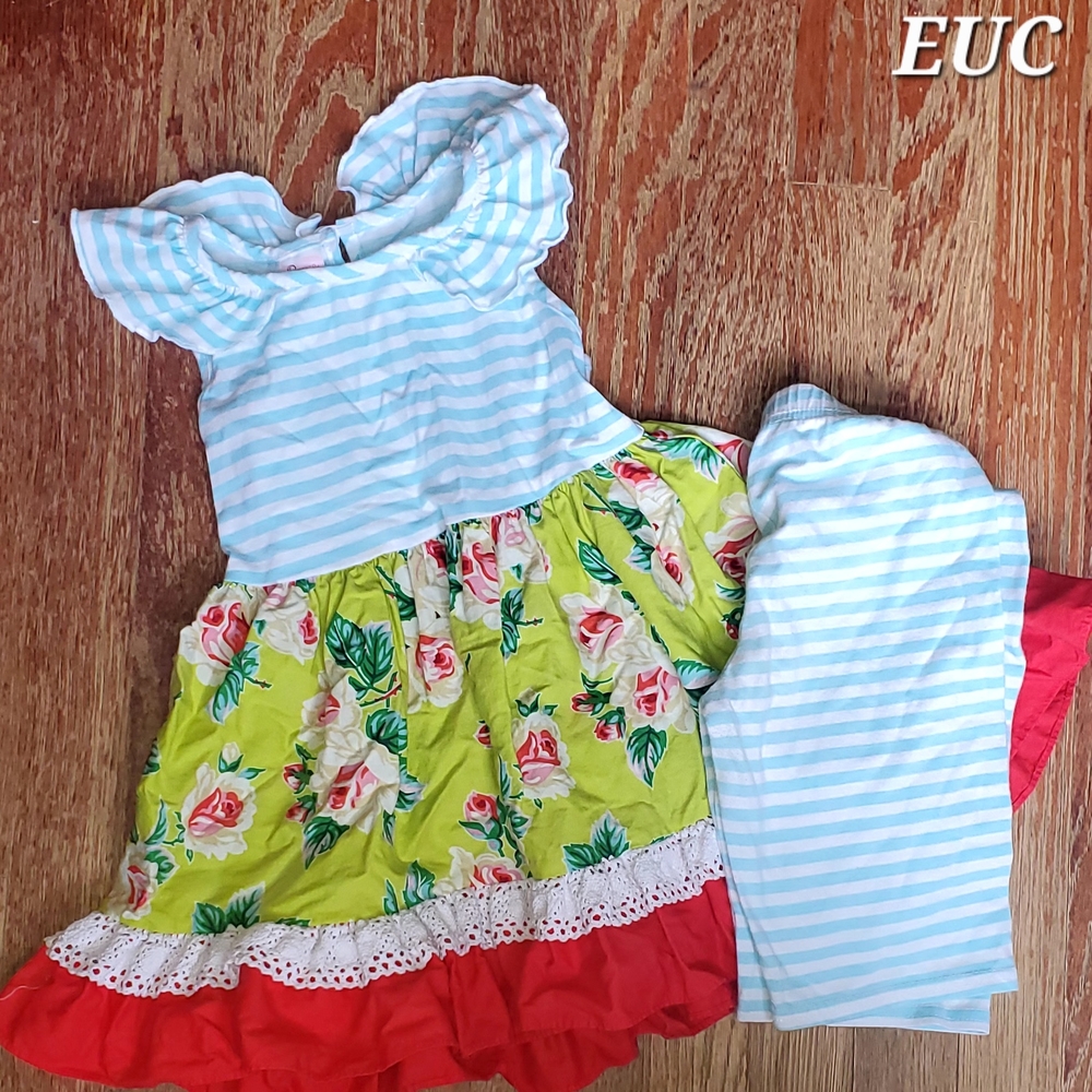 🌺 Ric Rac & Ruffles Floral Set | Size 7 EUC 💙🌸